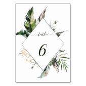 Tropische Blätter Hochzeit Tischnummer (Rückseite)