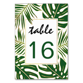 Tropische Blätter Hochzeit Tischnummer Karte