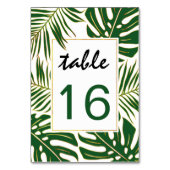 Tropische Blätter Hochzeit Tischnummer Karte (Rückseite)
