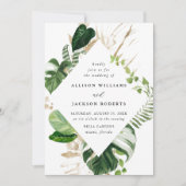Tropische Blätter Hochzeit von botanischen Rahmen Einladung (Vorderseite)
