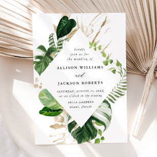 Tropische Blätter Hochzeit von botanischen Rahmen Einladung