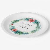 Tropische Blätter Hochzeit von Greenery Wreath Gar Pappteller (Schrägansicht)