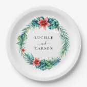 Tropische Blätter Hochzeit von Greenery Wreath Gar Pappteller (Vorderseite)