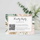 Tropische Blätter Hochzeiten QR Code Foto RSVP Car (Stehend Vorderseite)