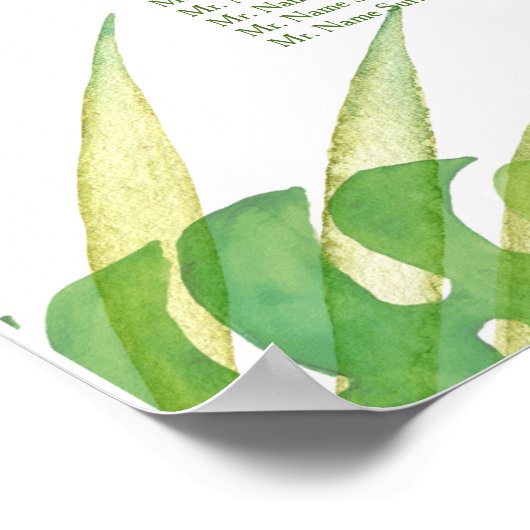 Tropische Blätter Hochzeitsdinner Poster (Ecke)