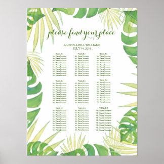Tropische Blätter Hochzeitsdinner Poster