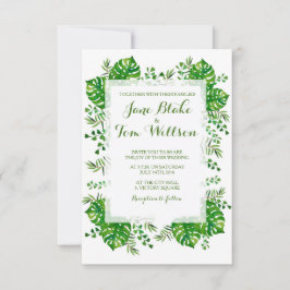 Tropische Blätter Hochzeitsfeier Einladung