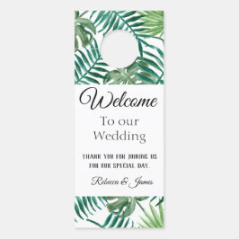 Tropische Blätter Hochzeitsfeier Türanhänger