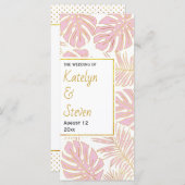 Tropische Blätter Hochzeitskalender in Rosa und Go Programm (Vorne/Hinten)