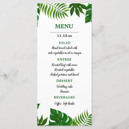 Tropische Blätter | Hochzeitsmenü Menükarte