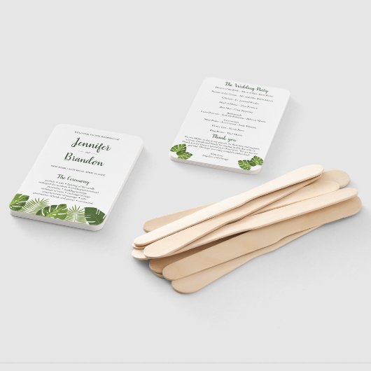 Tropische Blätter Hochzeitsprogramm-Fan Fächer (Non-assembled)