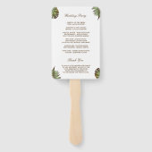 Tropische Blätter Hochzeitsprogramm für Ananas Lua Fächer (Rückseite)