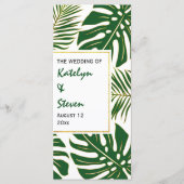 Tropische Blätter Hochzeitsprogramm für Grün und G Programm (Vorderseite)
