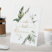 Tropische Blätter Hochzeitstisch Sockelschild (In SItu)