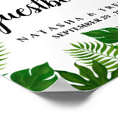 Tropische Blätter | Hochzeitszeichen Poster (Ecke)