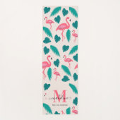 Tropische Blätter Hot Pink Flamingo Modernes Monog Yogamatte (Vorderseite)