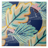 Tropische Blätter im Grunge-Stil. Keramikfliese (Vorderseite)