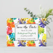 Tropische Blätter im Wasserbereich Hochzeit Sicher Einladung (Stehend Vorderseite)