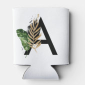 Tropische Blätter Imitate Gold Foil Letter A Monog Dosenkühler (Rückseite)
