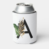 Tropische Blätter Imitate Gold Foil Letter A Monog Dosenkühler (Kanne Rückseite)