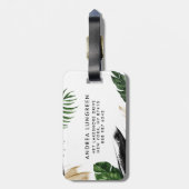 Tropische Blätter Imitate Gold Foil Letter A Monog Gepäckanhänger (Rückseite vertikal)