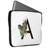 Tropische Blätter Imitate Gold Foil Letter A Monog Laptopschutzhülle (Vorne Rechts)