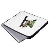 Tropische Blätter Imitate Gold Foil Letter A Monog Laptopschutzhülle (Vorne Knopf)