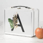 Tropische Blätter Imitate Gold Foil Letter A Monog Metall Brotdose (Beispiel)