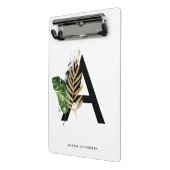 Tropische Blätter Imitate Gold Foil Letter A Monog Mini Klemmbrett (Gewinkelt2)