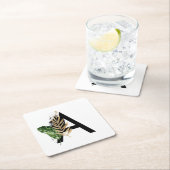 Tropische Blätter Imitate Gold Foil Letter A Monog Rechteckiger Pappuntersetzer (Vor Ort)