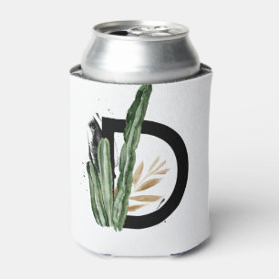 Tropische Blätter Imitate Gold Foil Letter D Monog Dosenkühler