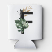 Tropische Blätter Imitate Gold Foil Letter F Monog Dosenkühler (Rückseite)