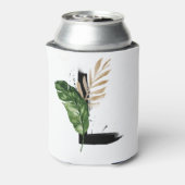 Tropische Blätter Imitate Gold Foil Letter L Monog Dosenkühler (Kanne Rückseite)