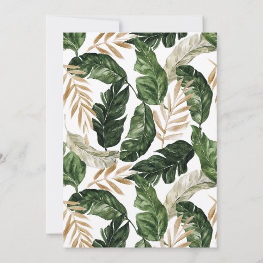 Tropische Blätter Imitate Gold Foil Rahmen Christe Einladung (Rückseite)