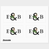 Tropische Blätter Imitate Gold Foil Wedding Monogr Rechteckiger Aufkleber (Blatt)