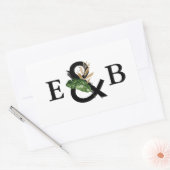 Tropische Blätter Imitate Gold Foil Wedding Monogr Rechteckiger Aufkleber (Umschlag)