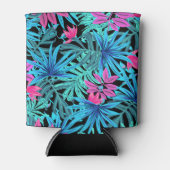 Tropische Blätter in Blau und Rosa Dosenkühler (Vorderseite)