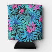 Tropische Blätter in Blau und Rosa Dosenkühler (Rückseite)