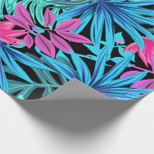 Tropische Blätter in Blue & Pink Geschenkpapier (Ecke)