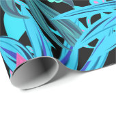 Tropische Blätter in Blue & Pink Geschenkpapier (Rolleneckpunkt)
