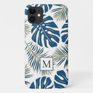 Tropische Blätter in klassischem Blau und Gold und Case-Mate iPhone Hülle