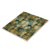 Tropische Blätter in schönem Gold auf Grün Fliese (Seite)