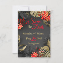 Tropische Blätter in Schwarz und Gold auf dunklem 