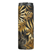 Tropische Blätter in Schwarz und Gold Thermosbecher (Rückseite)