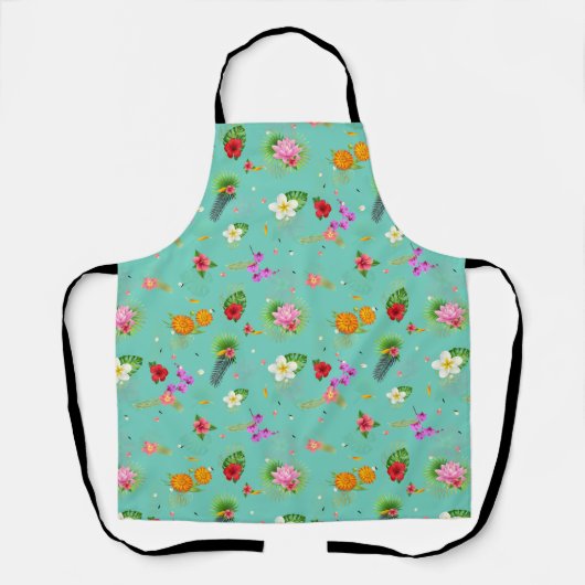 Tropische Blätter in Türkis Schürze (Vorderseite)