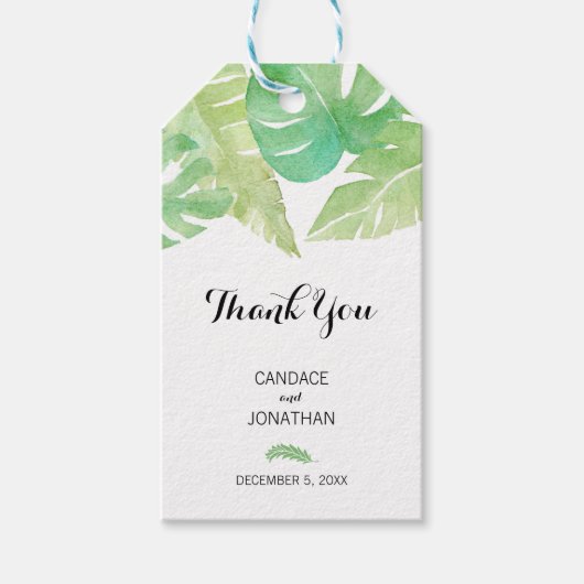 Tropische Blätter in Wasserfarbe Geschenkanhänger (Vorderseite)