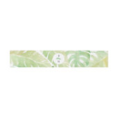 Tropische Blätter in Wasserfarbe mit Monogramm Einladungsbanderole (Flach)