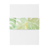 Tropische Blätter in Wasserfarbe mit Monogramm Einladungsbanderole (Rückseitenbeispiel)