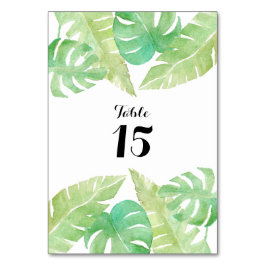 Tropische Blätter in Wasserfarbe Tischnummer