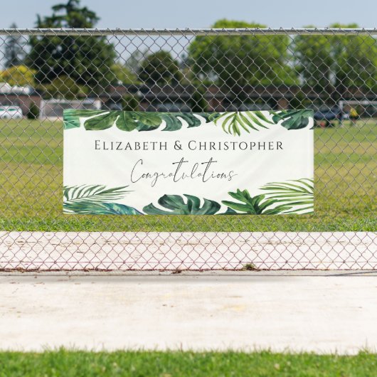 Tropische Blätter Island Herzlichen Glückwunsch Ho Banner (Insitu)